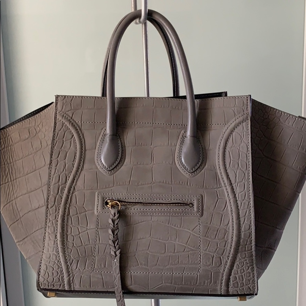 Celine Cabas Phantom Luggage Crocodile Embossed